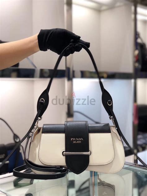 Prada Sidonie Leather Shoulder Bag Black & White 